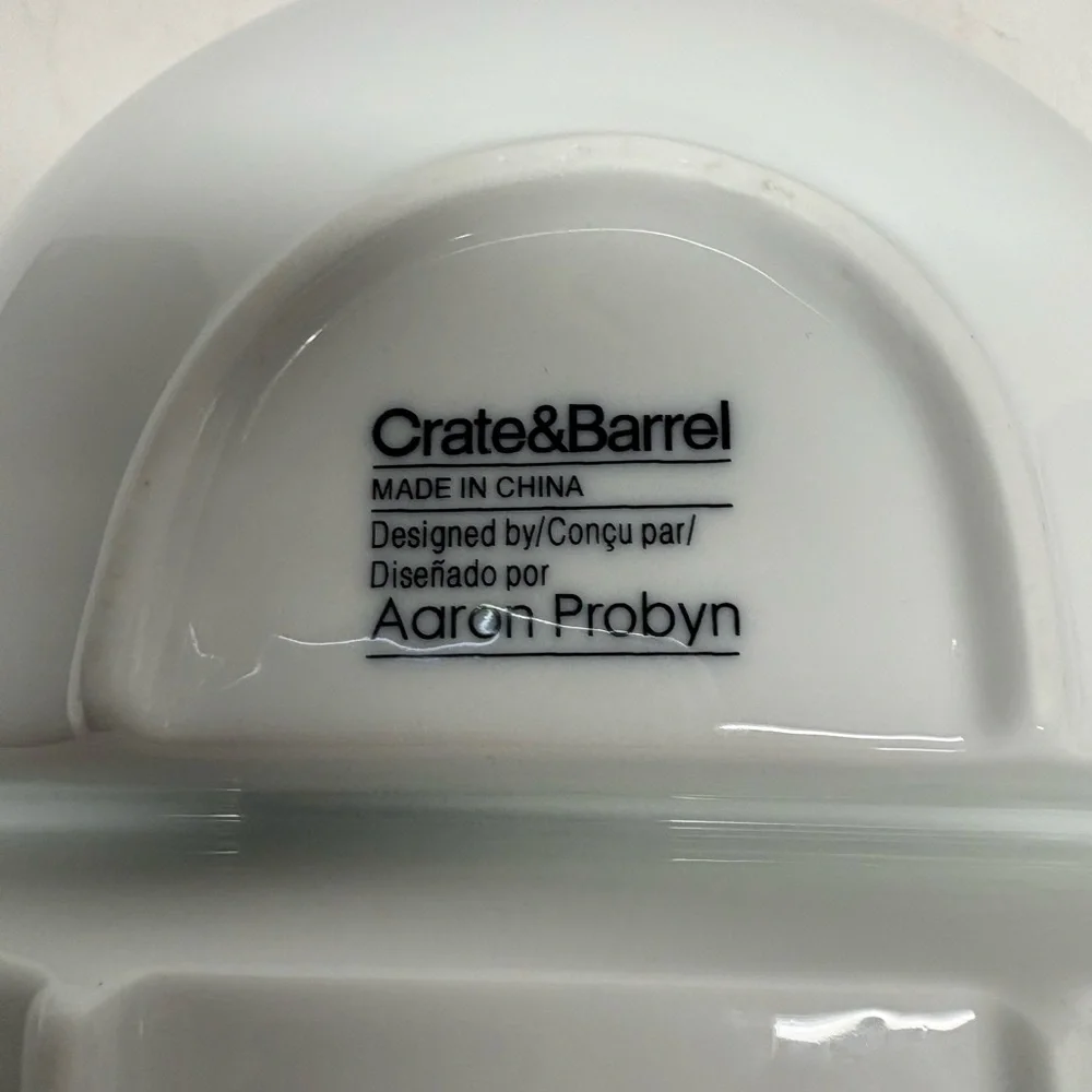 Crate & Barrel White Ceramic Divided Serving Bowl - Home Dining
